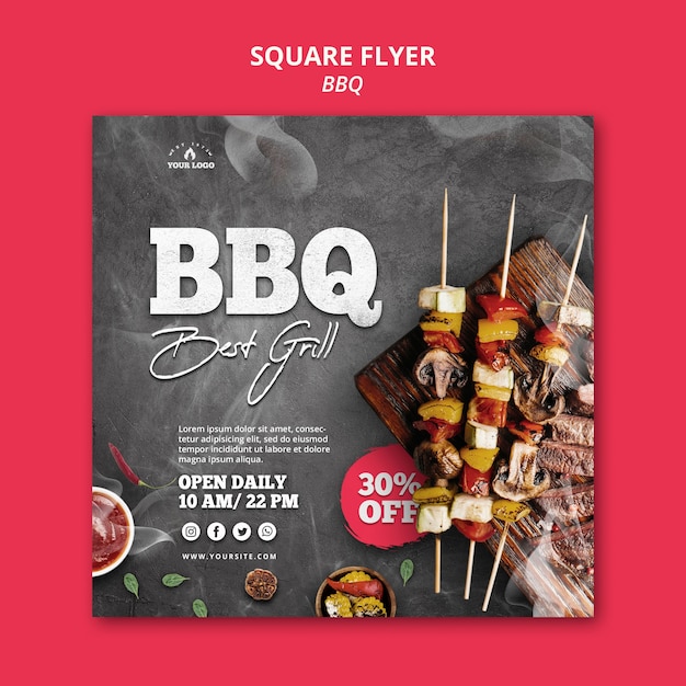 PSD gratuit thème du modèle de flyer barbecue