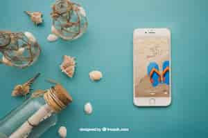 PSD gratuit thème d'été avec smartphone