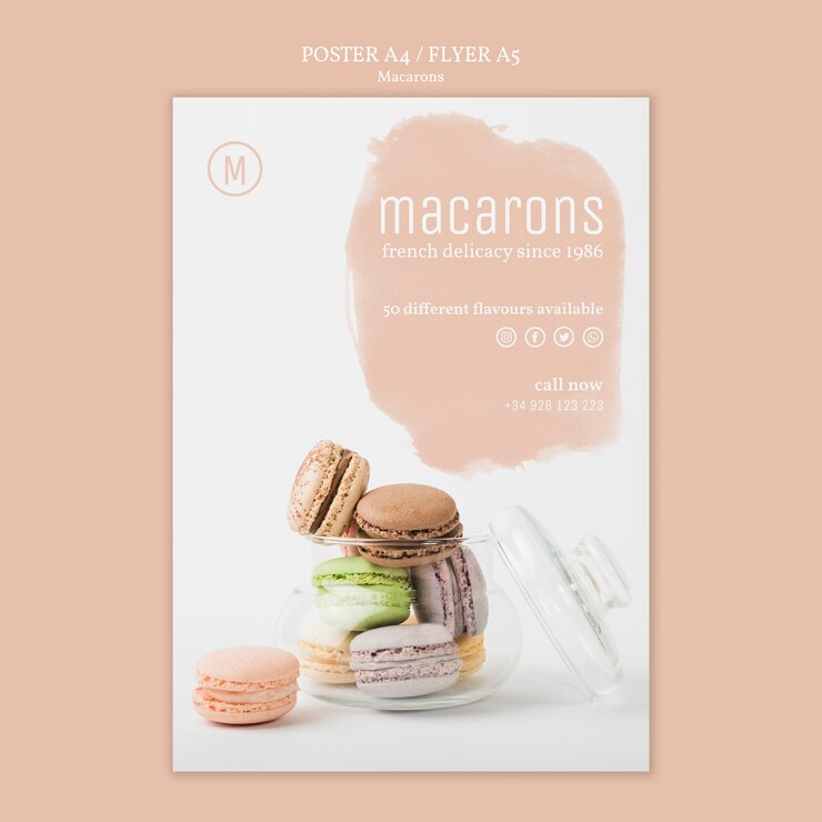 PSD gratuit thème de modèle d'affiche de macarons