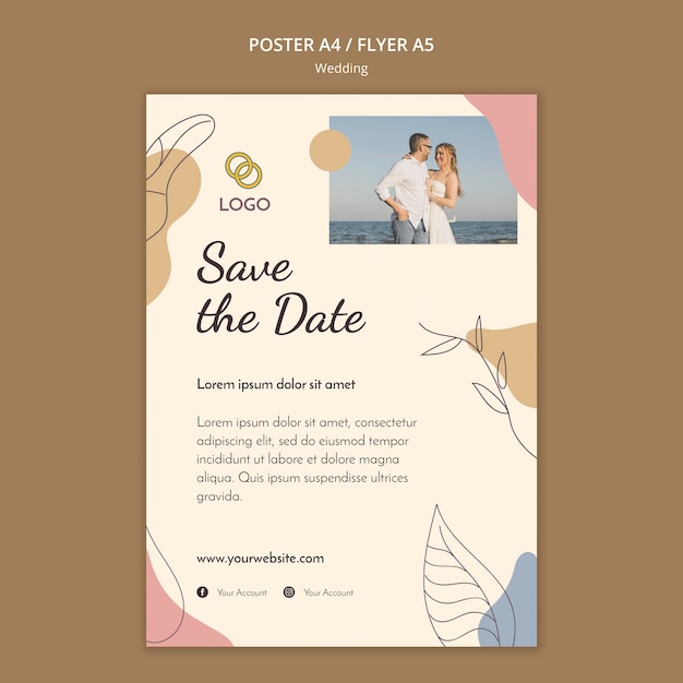 PSD gratuit thème de modèle d'affiche de mariage