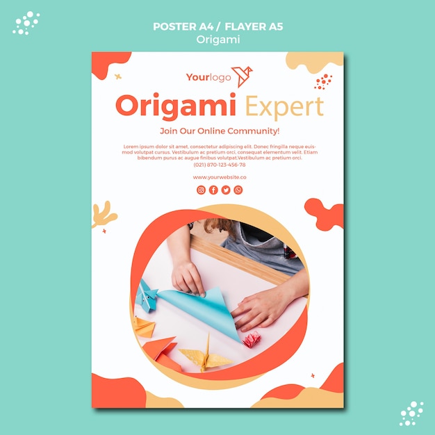 PSD gratuit thème de modèle d'affiche origami