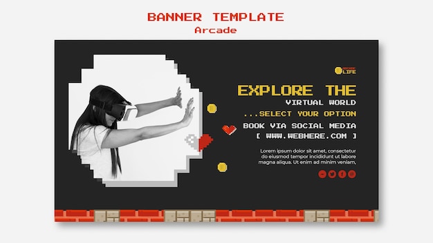 PSD gratuit thème de modèle de bannière d'arcade