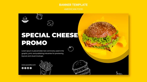 Thème de modèle de bannière de cuisine américaine