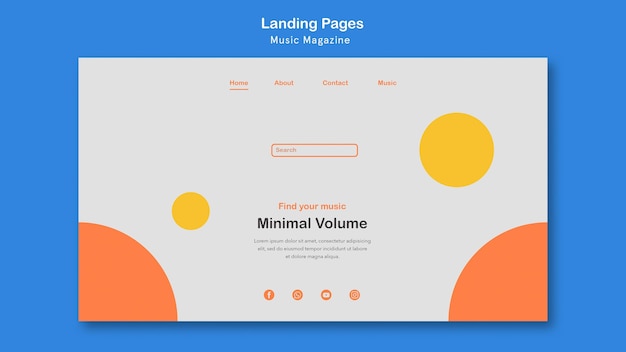 PSD gratuit thème de la page de destination du magazine de musique