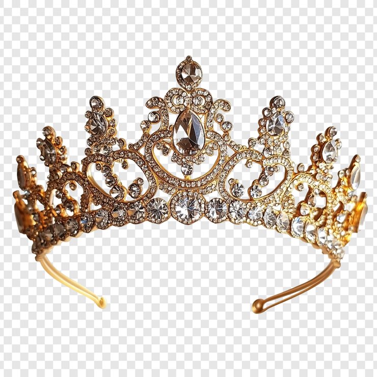 PSD gratuit tiara d'or étincelant une couronne royale ornée de cristaux exquis