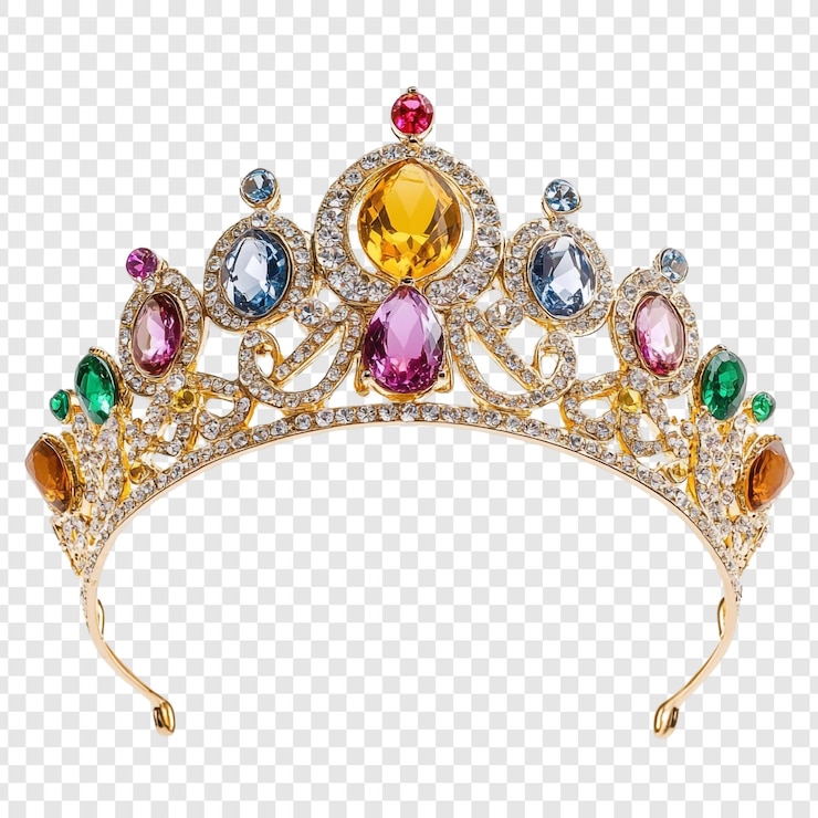 PSD gratuit une tiare de joyaux étincelants une couronne colorée de pierres précieuses et d'or
