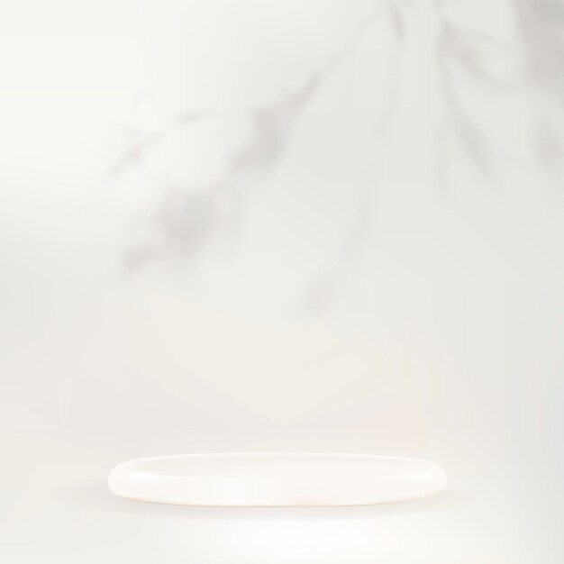 Toile de fond de produit podium blanc psd avec ombre de feuille sur fond blanc