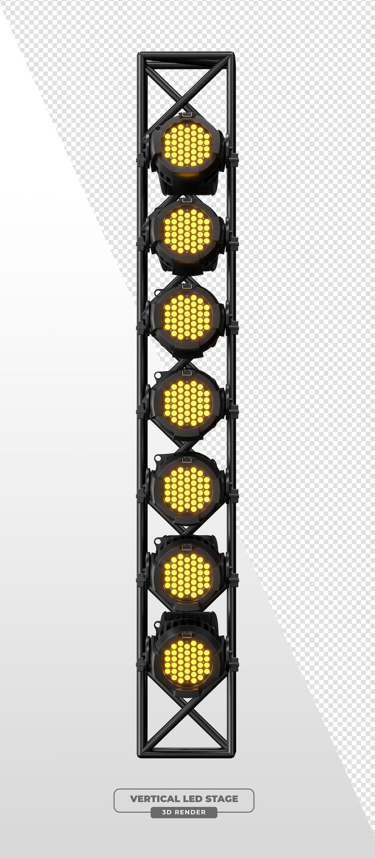 PSD gratuit tour en treillis à colonne unique avec des projecteurs de scène led ambre en rendu 3d