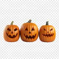 PSD gratuit trois citrouilles prennent vie à halloween isolées sur un fond transparent