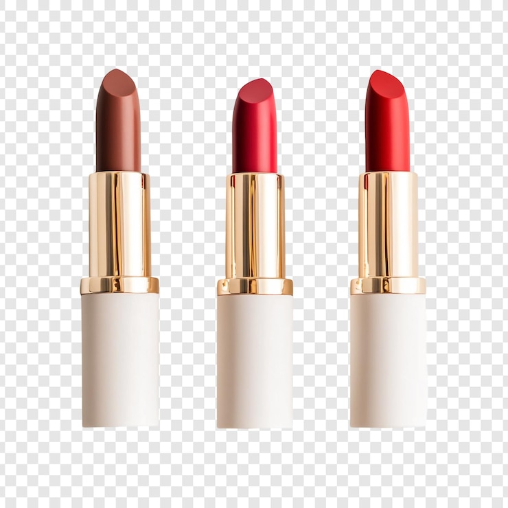 PSD gratuit trois nuances de rouge à lèvres un trio de maquillage classique