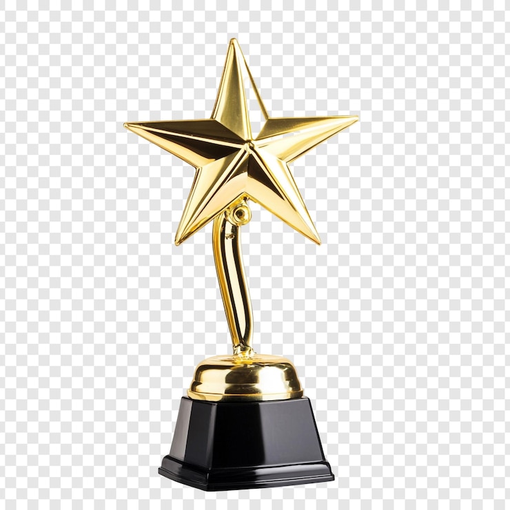 PSD gratuit trophée de l'étoile d'or, symbole d'excellence et de réussite