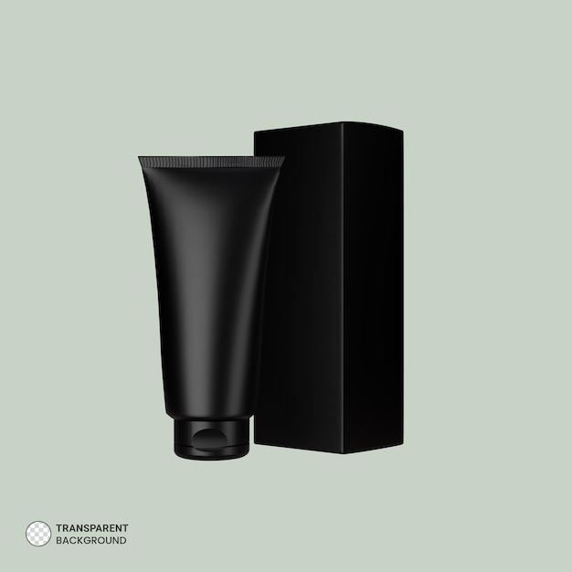 Tube De Crème Noire Avec Icône De Boîte Isolée Illustration De Rendu 3d