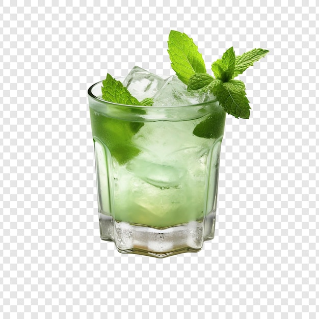 PSD gratuit un verre de cocktail à la menthe délicieux isolé sur un fond transparent