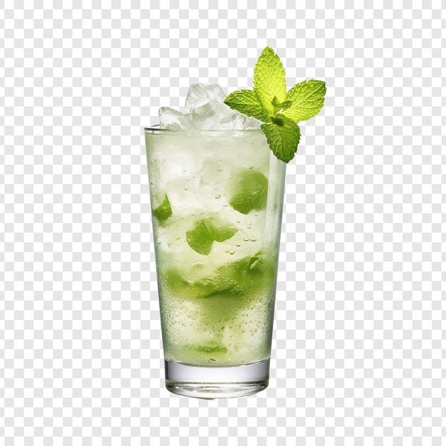 PSD gratuit un verre de cocktail à la menthe délicieux isolé sur un fond transparent