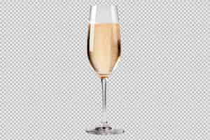 PSD gratuit un verre de cristal rempli de champagne pétillant isolé sur un fond transparent