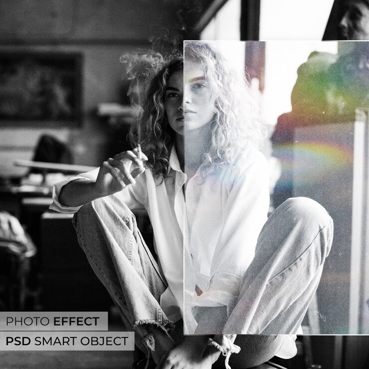 PSD gratuit verre avec effet photo réflexion