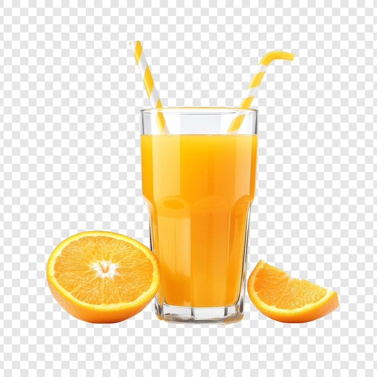 PSD gratuit un verre rafraîchissant de jus d'orange avec des tranches