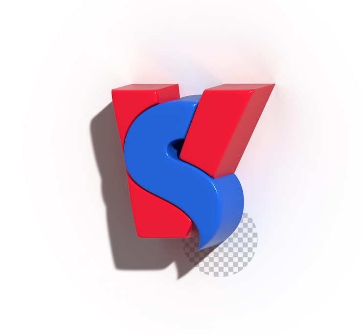 PSD gratuit versus, signe, lettre, 3d, logo