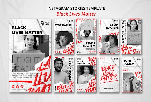 PSD gratuit les vies noires comptent des histoires instagram