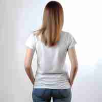 PSD gratuit vue arrière d'une femme en chemise blanche sur fond gris