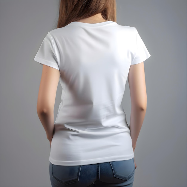 PSD gratuit vue arrière d'une femme en chemise blanche sur fond gris