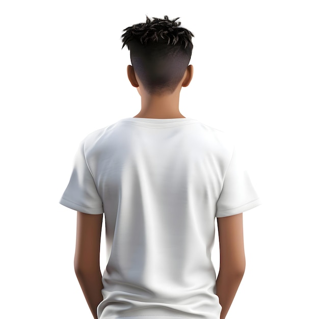 PSD gratuit vue arrière d'un garçon en chemise blanche sur un fond blanc
