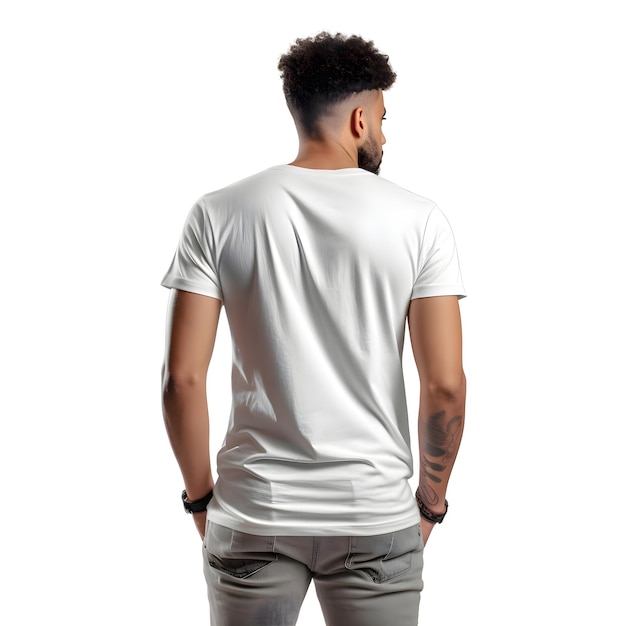 Vue Arrière D'un Jeune Homme Afro-américain En Chemise Blanche