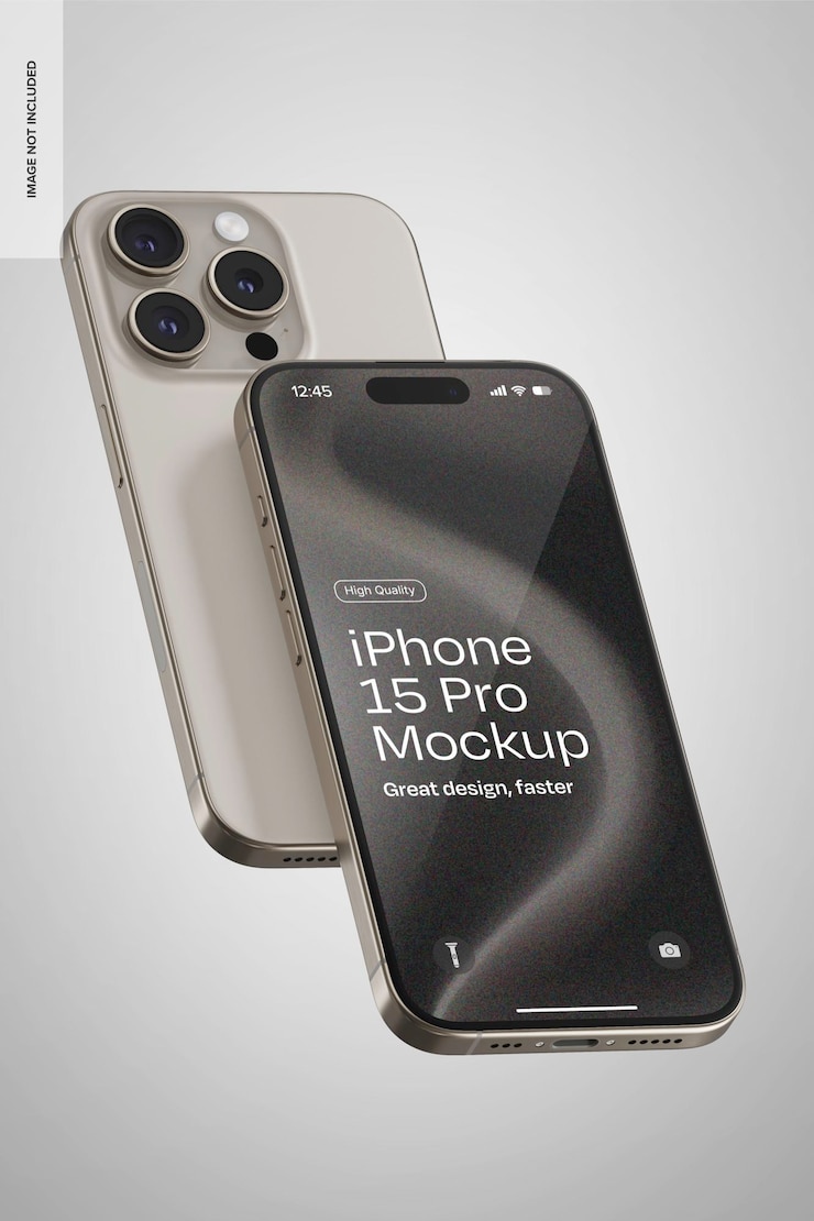 Vue avant et arrière de la maquette de l'iPhone 15 Pro