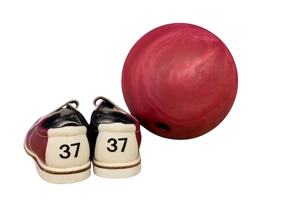 Vue des chaussures de bowling et de la balle