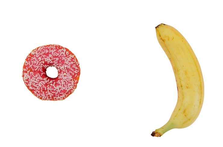PSD gratuit vue de dessus aliments sains vs malsains