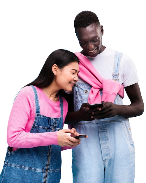 PSD gratuit vue de devant de jeunes amis posant dans le studio