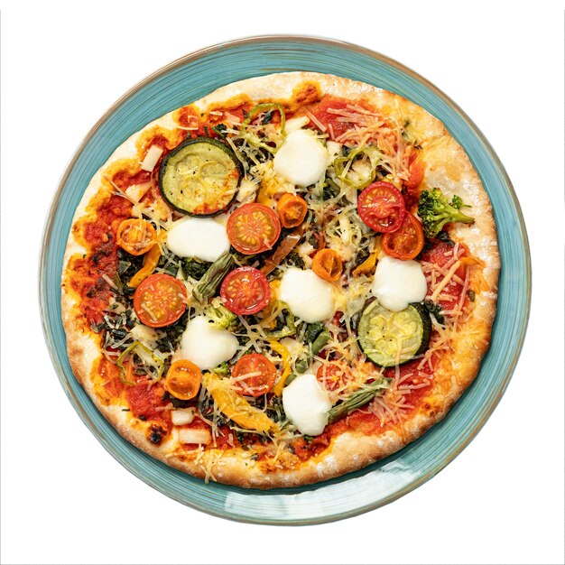 Vue du haut sur la pizza isolée