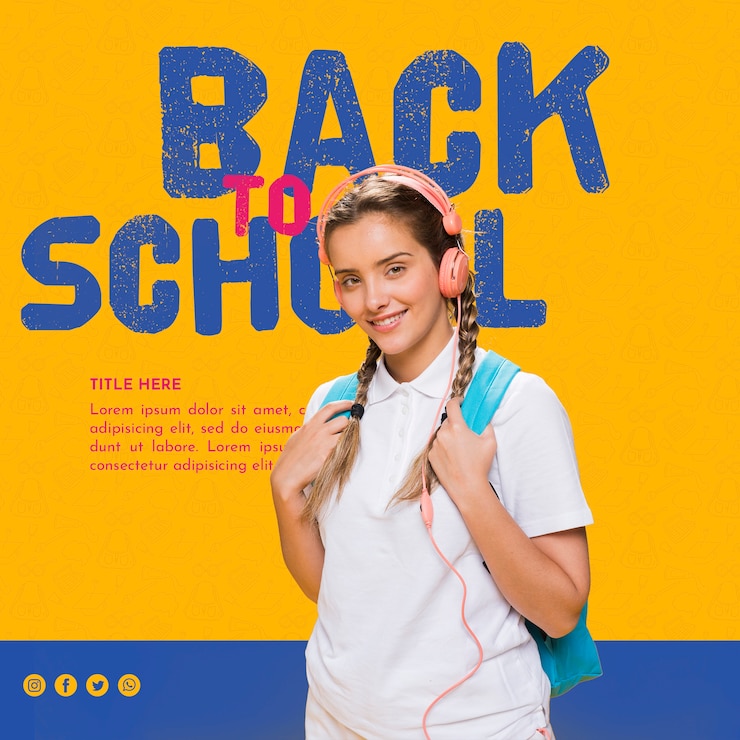 PSD gratuit vue de face souriant adolescent gril avec fond orange
