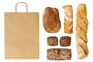 PSD gratuit vue de haut délicieux produits de boulangerie nature morte