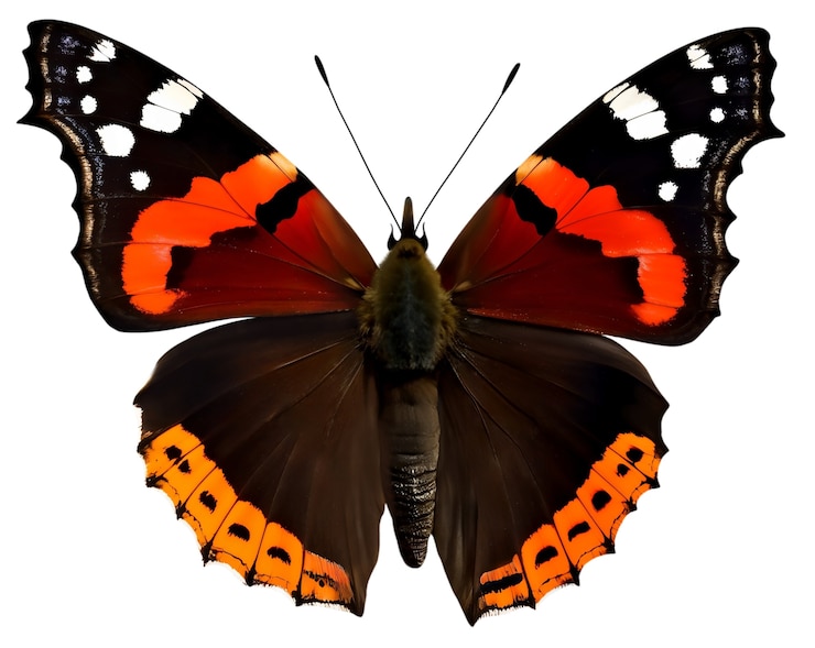 PSD gratuit vue de haut sur le papillon isolé