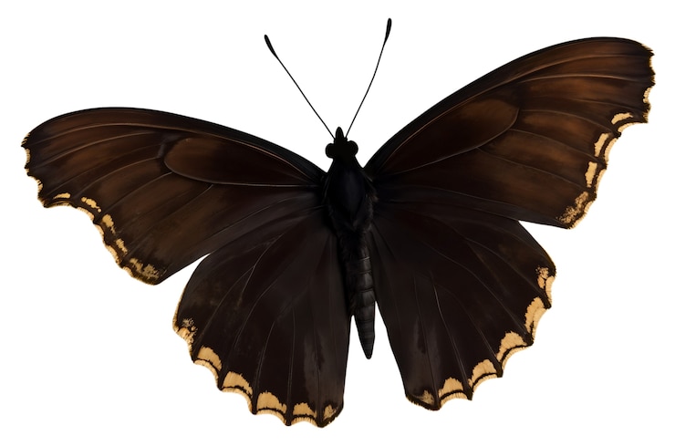 PSD gratuit vue de haut sur le papillon isolé
