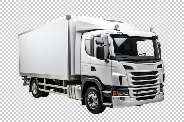 PSD gratuit vue latérale isolée camion boîte blanche