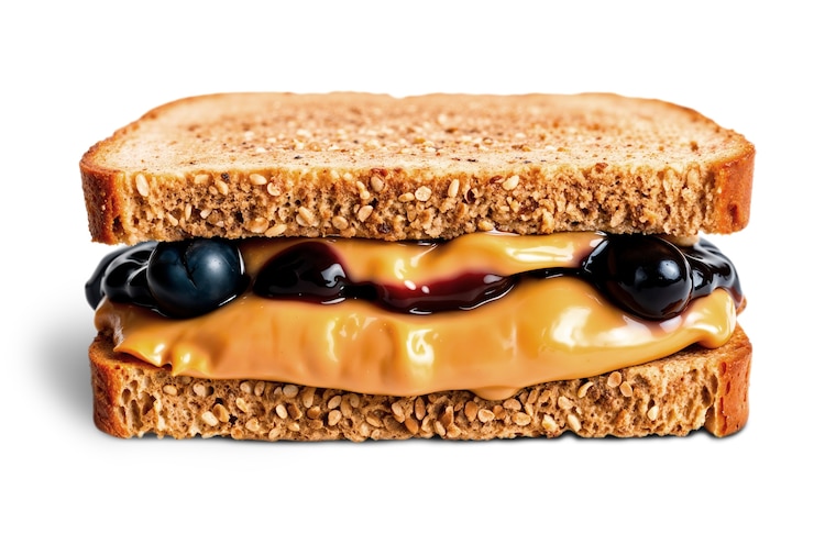 PSD gratuit vue rapprochée du sandwich à la gelée d'arachide