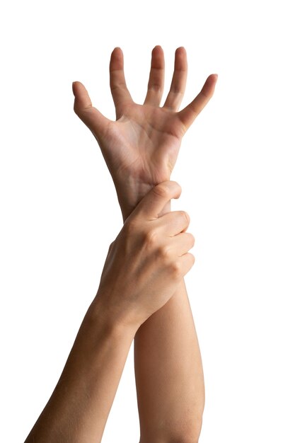 Vue rapprochée des mains délicates faisant des gestes