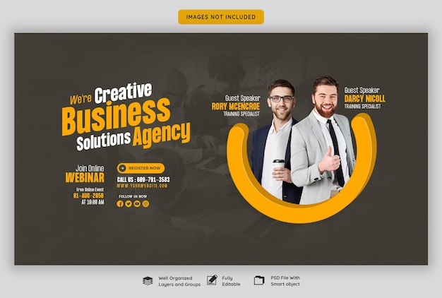 Webinaire en direct sur le marketing numérique et modèle de bannière Web d'entreprise