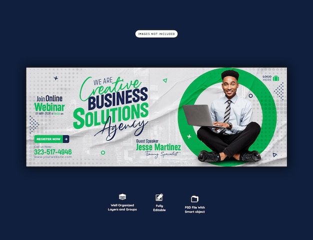 Webinaire en direct de marketing numérique et modèle de couverture Facebook d'entreprise
