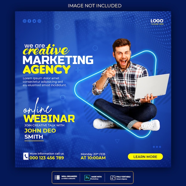Webinaire en direct sur le marketing numérique et modèle de publication sur les réseaux sociaux d'entreprise