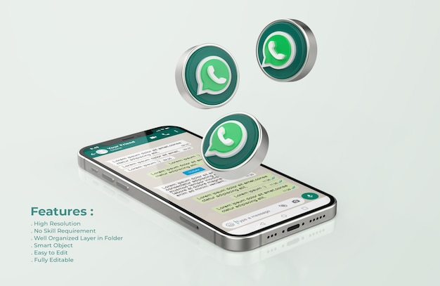 Whatsapp sur la maquette de téléphone mobile en argent