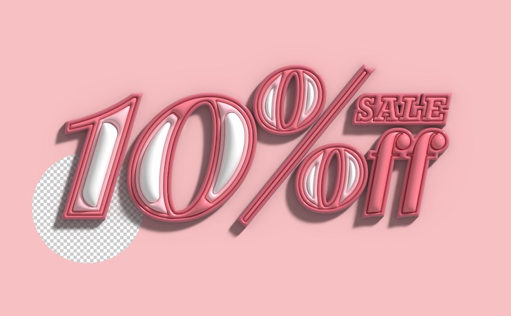 PSD grátis 10 off venda desconto banner 3d lettering transparent psd font design
