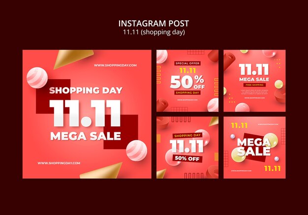 11.11 venda flash modelo de postagens do Instagram