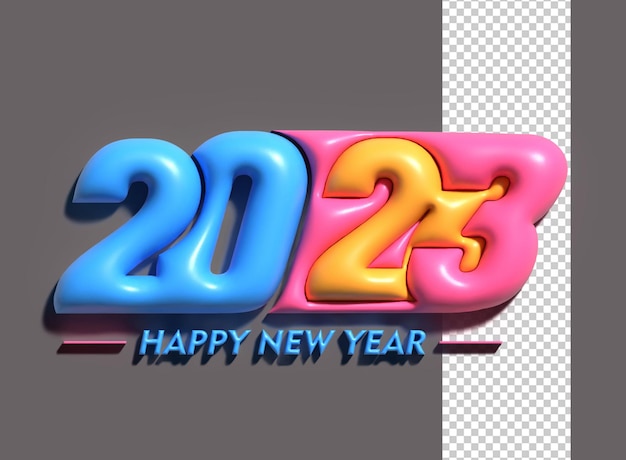 PSD grátis 2023 feliz ano novo 3d renderização de texto tipografia design banner cartaz ilustração 3d psd
