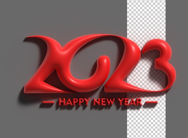 PSD grátis 2023 feliz ano novo 3d renderização texto tipografia design banner cartaz ilustração 3d