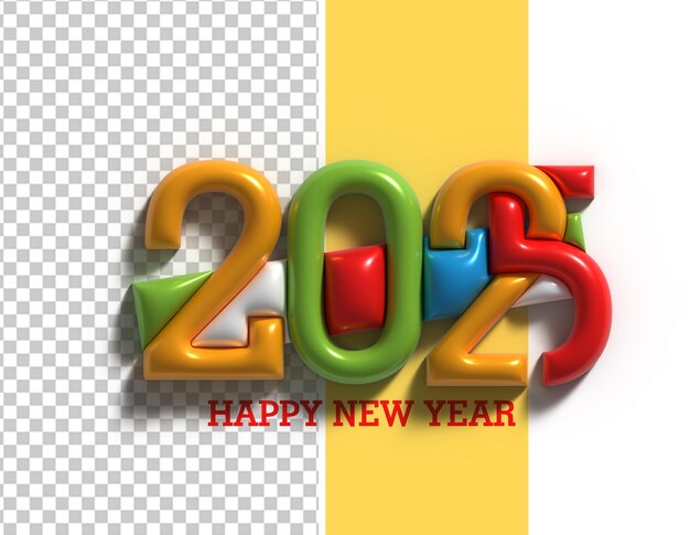 2025 Feliz Ano Novo Texto Desenho de Tipografia PSD Transparente