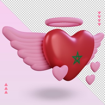 3d dia dos namorados amor bandeira marrocos renderizando a vista esquerda