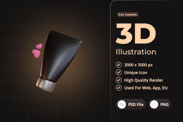 PSD grátis 3d ícone cosmético luxuoso, lavagem de rosto